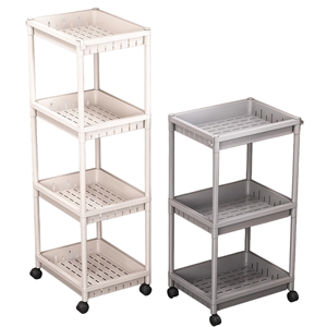 رف تخزين صغير بعجلات ذو 4 طبقات للحمام والمرحاض وغرفة النوم - رف زاوية متنقل محمول - Product Image 1