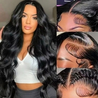 Perruque courte bouclée 13x4, cheveux humains brésiliens ondulés profonds, transparente pour lace front, avec baby hair pré-épilés, sans colle, prête à porter