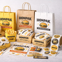 Sacs en papier jetables personnalisés pour la restauration rapide, imprimés sur mesure, résistants à la graisse, pour poulet frit, sacs SOS pour restaurant HONPAK