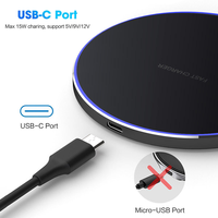 Cargador Inalámbrico Universal de Escritorio para Android, Base de Carga Rápida de 5W 10W 15W para Teléfonos Móviles con Luz LED
