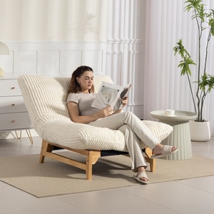 Fauteuil <span class=keywords><strong>chaise</strong></span> <span class=keywords><strong>longue</strong></span> simple en velours côtelé sans accoudoirs, canapé paresseux rembourré en tissu pour salon et mobilier d'hôtel - Product Image 1