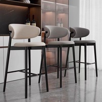 Tabouret moderne simple à pieds hauts, éponge haute densité 45D, chaise de bar en cuir Napa pour salon et bar