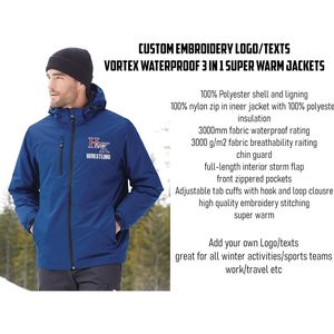 2025 J332 para hombre bordado personalizado 3 en 1 Super Warm Vortex impermeable esquí y chaqueta de nieve personalizada - Product Image 5