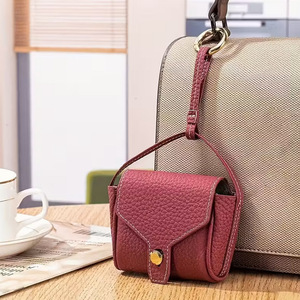 Lychee-textured leather headphone bag/<b>lipstick</b> organizer/<b>mini</b> pouch/storage bag - Product Image 1