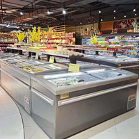 Congélateur commercial SDERE - Vitrine modulaire à couvercle en verre avec refroidissement par air -18~-22°C pour supermarché, crème glacée et aliments surgelés