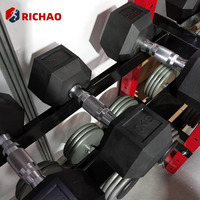 Ensemble d'haltères 5 lb - 100 lb, haltères de fitness, poids libres, équipement de salle de sport à domicile, haltères hexagonales recouvertes de caoutchouc avec support