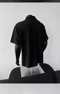 Haute qualité poids lourd imprimé hommes 280gsm coton Polyester patron travail Boxy blanc plaine goutte épaule polos pour hommes - Product Image 5