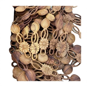 Spatule à rainures en bois de teck naturel avec finition miroir plaqué or, antiadhésive, écologique, 30 ml, ustensile de cuisine - Product Image 4