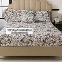 Drap-housse de luxe 100 % coton égyptien, drap plat respirant et doux, ensemble de draps de style campagnard vintage pour la maison