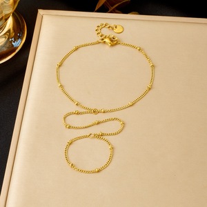 Fashion Chain <b>Bracelet</b> Gold Plated Thin Beaded Link Unisex Jewelry Gift Yiwu Origin B1886 - Product Image 1