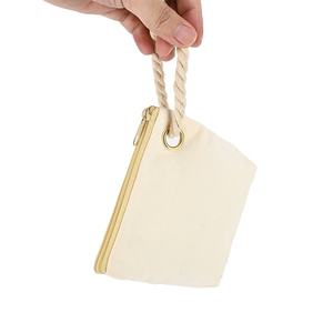 Bileklik Saplı Taşınabilir Pamuklu Kanvas Kozmetik Çantası Makyaj ve Yıkama Çantası Yüksek Kaliteli Yazlık Plaj Fermuarlı Çantası Logolu Özel Üretim - Product Image 6