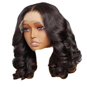 Perruque Lace Front en Cheveux Brésiliens Remy, Ondulations Profondes, Longueur Moyenne 14 Pouces, Bonnet Petit Format pour Femmes - Product Image 1