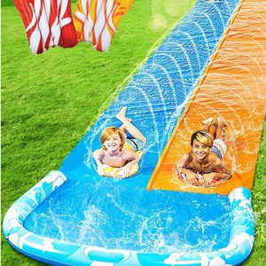 สไลเดอร์น้ำเป่าลมแบบสองเลน ทำจาก PVC สำหรับเด็กเล่นสนุกในสวน - Product Image 3