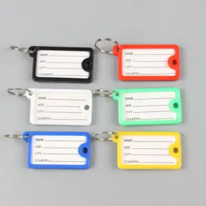 Mix Color Square Clear Plastic Keychain PP Key Tags ID Label Name Tags Key Holder With Label Keychain