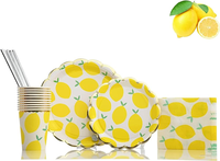 Ensemble de vaisselle jetable biodégradable personnalisé Ebelee Party sur le thème du citron pour la Saint-Valentin et le Nouvel An, assiette en papier pour gâteau