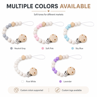 Attache sucette en Silicone, perles en bois pièces, pour bébé, chaîne motif fleurs artificielles, Logo personnalisé