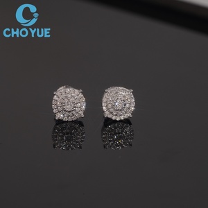 HPHT Lab Diamond <b>Stud</b> Earrings Round Brilliant Cut Solid 925 <b>Silver</b> Rhodium Plated Screw Back <b>Stud</b> Round Earrings Jewelry - Product Image 1