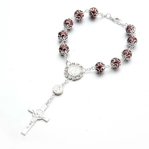 Commercio all'ingrosso di lusso <span class=keywords><strong>argento</strong></span> <span class=keywords><strong>rosario</strong></span> braccialetto di vetro perle di perle in <span class=keywords><strong>argento</strong></span> strass italiano cattolico religioso sublimazione per la preghiera - Product Image 6