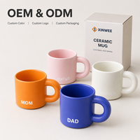 Ensemble de tasses en céramique mate pour la famille, avec couleurs assorties et poignée ronde épaisse, pour les acheteurs en gros, OEM et sous marque privée