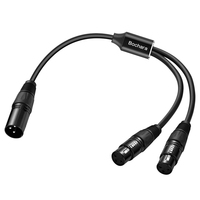 Bochara 3pin XLR Male ke Dual Female Y kabel Splitter Foil + jalinan terlindung untuk mikrofon Mixer Amplifier 50cm 1.5m 3m