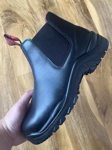 Zapatos de seguridad DSF53 con puntera de acero y cuero de grano completo, color marrón y negro, personalizables, colaboración OEM ODM, botas de seguridad tipo Chelsea. - Product Image 3