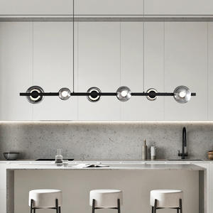 Lustre suspendu de style italien moderne pour restaurant, bar, comptoir, verre de haute qualité, bande LED longue, hauteur réglable - Product Image 6