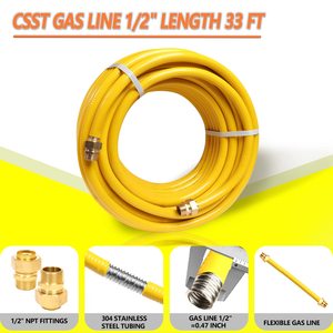 Kit de raccordement de tuyau commercial avec raccord rapide 3/4 pouces, tuyau de gaz jaune à surface lisse, dispositif de retenue de valve à passage complet - Product Image 3