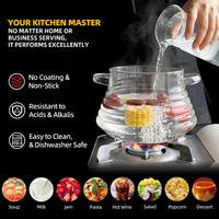 Marmite de cuisson en verre borosilicate côtelé 2000 ml / 67,6 oz, vente en gros, OEM ODM, marque privée pour la restauration hôtelière en vrac