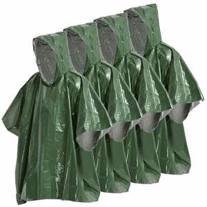 Poncho de Aventura para Exteriores, Impermeable, Cortavientos, Manta Térmica de Mylar, Bolsa de Supervivencia con Capacidad de 1 Litro, para Emergencias, Campismo, Senderismo - Product Image 1