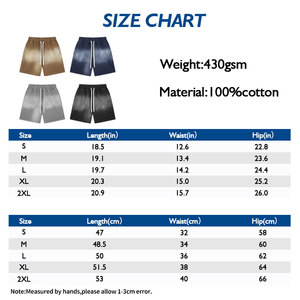 Short d'été lourd pour homme Streetwear 430g Batik Retro Washed Short Pants - Product Image 4