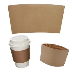 No Added Pfas Custom Cup Sleeve Hot Cup Customized Logo Biodegradable Cardboard Kraft Paper Coffee Cup Holder Sleeves