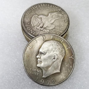 Pièce de monnaie américaine Eisenhower d'un dollar, réplique ancienne plaquée argent sur laiton, non magnétique, 1776-1976 - Product Image 6