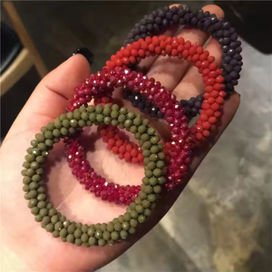 Venta caliente a granel Rhinestone Crystal Hair Tie Glitter Elástico Hair Band y trenzas Pulseras con cuentas Tipo Directo de los fabricantes - Product Image 5