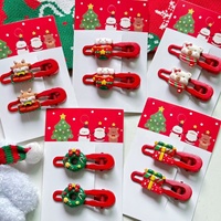 XINGXIN Pince à cheveux en résine faite à la main pour enfants, motif dessin animé de Noël, accessoires capillaires de Noël en forme de Père Noël, bec de canard