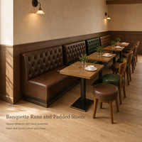 Sièges de banquettes pour restaurant, revêtement en cuir PU capitonné, pieds en bois massif, meubles pour café, hôtel, bistrot et bar