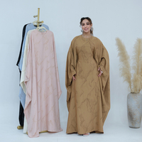 Nouvelle Abaya Islamique Fermée 2026 pour Femme, Robe Longue Ample à Manches Chauve-Souris Imprimée, Taille Ajustable, Robe Modeste pour Femme Musulmane