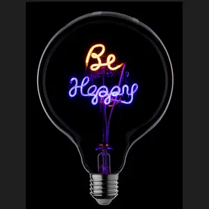 Bombilla decorativa de filamento LED, Base E26/E27, G125, Edison, forma de letra, artesanal