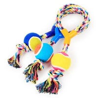 Jouets pour chiens à mâcher des dents en corde de coton propre Jouet pour animaux de compagnie en forme de Y Jouet en corde de coton avec balle de tennis