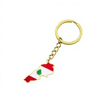 Porte-clés personnalisé en acier inoxydable émaillé avec carte du Liban, pendentif drapeau national pour souvenir, cadeau de voyage, vente en gros