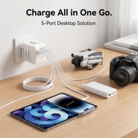 Chargeur universel tout-en-un avec convertisseur de tension intégré, prise Type-C, adaptateur de voyage 45W PD pour appareils électroniques haute puissance (UK, US, EU, AU)