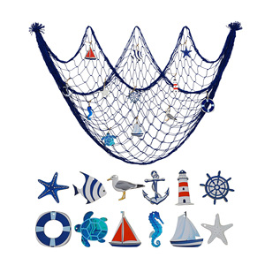Red <span class=keywords><strong>de</strong></span> Pesca Mediterránea Decorativa para Pared, Adorno Colgante para Sala <span class=keywords><strong>de</strong></span> Estar, Dormitorio o Cafetería - Product Image 5