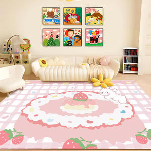 Cute Cartoon Faux Cashmere Rug Rectangle Non Slip For Kids Room Living Room Bedroom Modern Design <b>Soft</b> Thick <b>Floor</b> <b>Mat</b> - Product Image 2