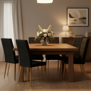 Chaises de salle à manger modernes en velours noir capitonnées avec pieds en métal doré, ensemble de 4 pièces pour cuisines et meubles de maison - Product Image 2