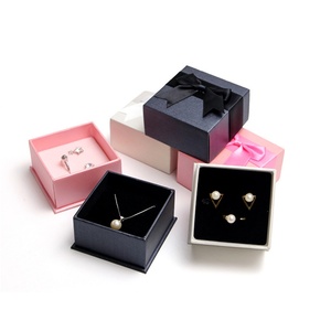 Custom Logo Ribbon Bow Jewelry <b>Box</b> Simple Modern Style Rectangle Paper Case for <b>Earrings</b> Necklaces Organizing Storage - Product Image 4