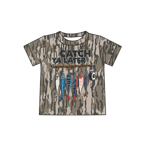 BT1772 Custom camo <b>catch</b> ya later print Top for Baby Boy short Sleeve kids T-shirt summer boy Clothe - Product Image 5