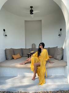 Teint à la main Kimono Robe Jaune Boho Kimono Robe Longue Kimono Robe Surdimensionné Duster Beach Coverup Duster Loungewear Cadeau Pour Elle - Product Image 6