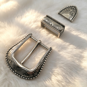 Hebilla de Aleación de Zinc de 3.2cm, Estilo Europeo y Americano, Juego de Tres Piezas con Diamantes, Venta Directa de Fábrica - Product Image 1