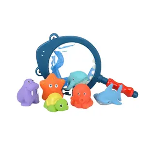 Baby kids bath time bathtub discoloration function squeeze spray function squeeze sound plastic animal toys