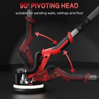 Ponceuse murale électrique pliable 230V de qualité DIY, avec grande poignée, auto-amorçante, sans poussière, pour ponçage de mastic, 5 pouces, vitesse variable, fixation auto-agrippante
