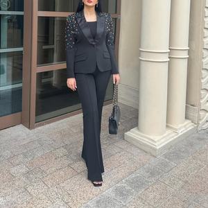 Abrigo Personalizado con Pedrería OOTD 2025, Chaqueta de Algodón Transpirable de Manga Larga con Cuello de Plumas y Botones para Mujer - Product Image 1